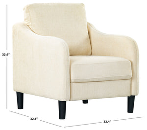 Safavieh Edalynn Modern Accent Chair - Elegant Cream Upholstered Comfort For Chic Living Room Style Creme Wood ,Foam ,Fabric ,Plastic Legs Sfa2002a