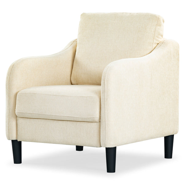 Safavieh Edalynn Modern Accent Chair - Elegant Cream Upholstered Comfort For Chic Living Room Style Creme Wood ,Foam ,Fabric ,Plastic Legs Sfa2002a