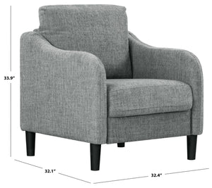 Safavieh Edalynn Modern Accent Chair - Elegant Cream Upholstered Comfort For Chic Living Room Style Grey Wood ,Foam ,Fabric ,Plastic Legs Sfa2002b