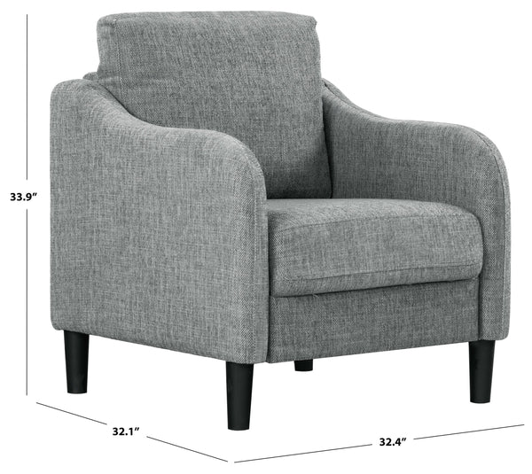 Safavieh Edalynn Modern Accent Chair - Elegant Cream Upholstered Comfort For Chic Living Room Style Grey Wood ,Foam ,Fabric ,Plastic Legs Sfa2002b