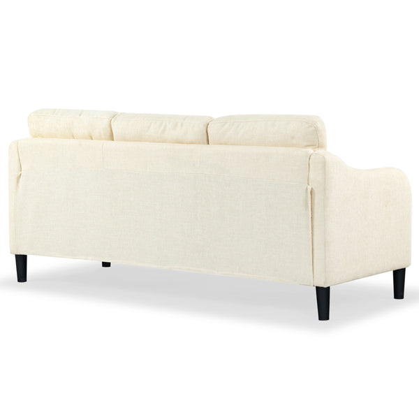 Safavieh Edalynn Modern 3 Seater Sofa - Elegant Cream Design For Stylish Comfort And Contemporary Living Spaces Creme Wood ,Foam ,Fabric ,Plastic Legs Sfa2003a