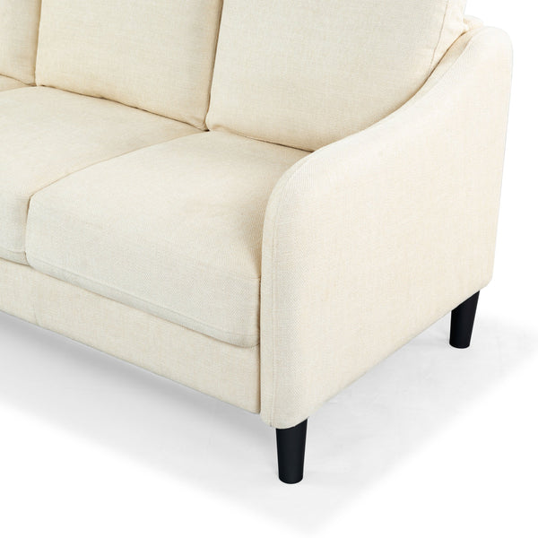 Safavieh Edalynn Modern 3 Seater Sofa - Elegant Cream Design For Stylish Comfort And Contemporary Living Spaces Creme Wood ,Foam ,Fabric ,Plastic Legs Sfa2003a