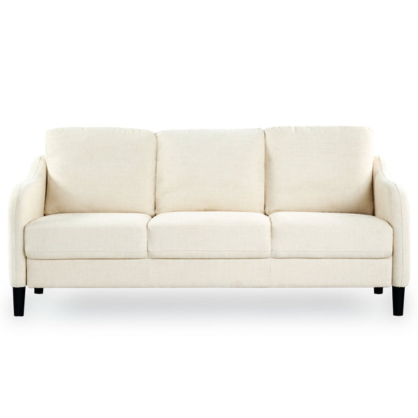 Safavieh Edalynn Modern 3 Seater Sofa - Elegant Cream Design For Stylish Comfort And Contemporary Living Spaces Creme Wood ,Foam ,Fabric ,Plastic Legs Sfa2003a