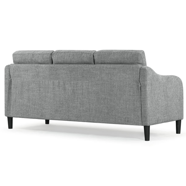 Safavieh Edalynn Modern 3 Seater Sofa - Elegant Cream Design For Stylish Comfort And Contemporary Living Spaces Grey Wood ,Foam ,Fabric ,Plastic Legs Sfa2003b