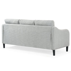 Safavieh Edalynn Modern 3 Seater Sofa - Elegant Cream Design For Stylish Comfort And Contemporary Living Spaces Light Grey Wood ,Foam ,Fabric ,Plastic Legs Sfa2003c