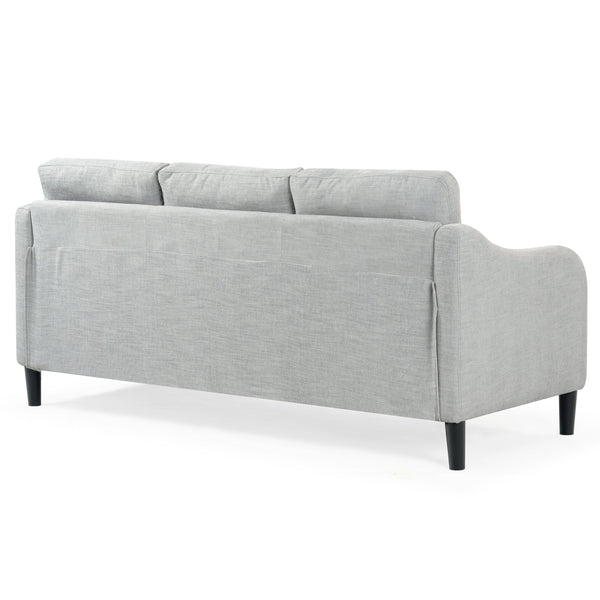 Safavieh Edalynn Modern 3 Seater Sofa - Elegant Cream Design For Stylish Comfort And Contemporary Living Spaces Light Grey Wood ,Foam ,Fabric ,Plastic Legs Sfa2003c