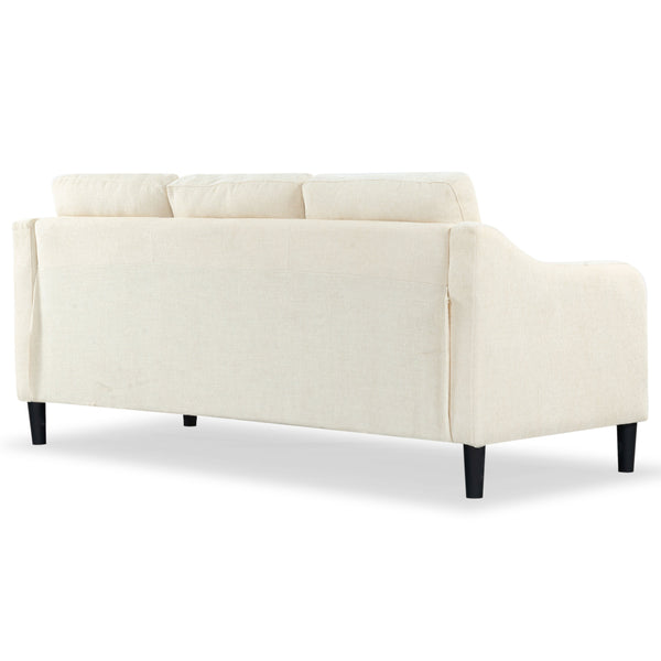 Safavieh Nathaniel Tufted Back 3 Seater Sofa - Luxurious Comfort In Timeless Cream For Your Living Space Creme Wood ,Foam ,Fabric ,Plastic Legs Sfa2005a