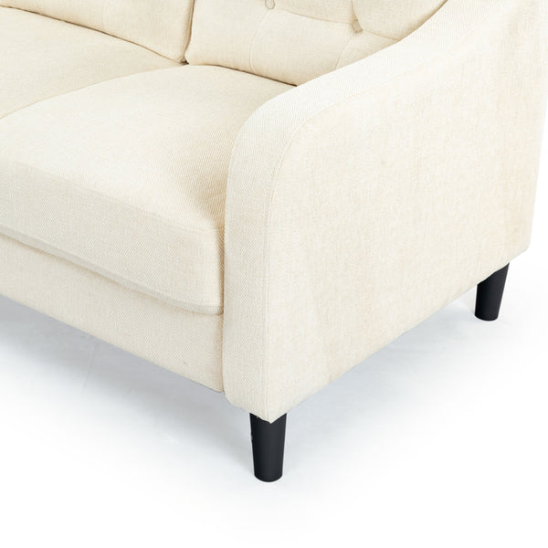 Safavieh Nathaniel Tufted Back 3 Seater Sofa - Luxurious Comfort In Timeless Cream For Your Living Space Creme Wood ,Foam ,Fabric ,Plastic Legs Sfa2005a