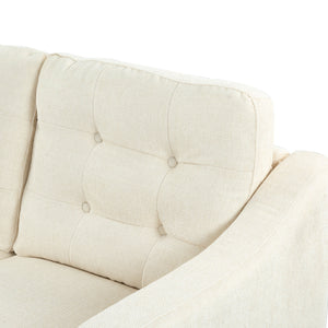 Safavieh Nathaniel Tufted Back 3 Seater Sofa - Luxurious Comfort In Timeless Cream For Your Living Space Creme Wood ,Foam ,Fabric ,Plastic Legs Sfa2005a