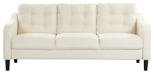 Safavieh Nathaniel Tufted Back 3 Seater Sofa - Luxurious Comfort In Timeless Cream For Your Living Space Creme Wood ,Foam ,Fabric ,Plastic Legs Sfa2005a