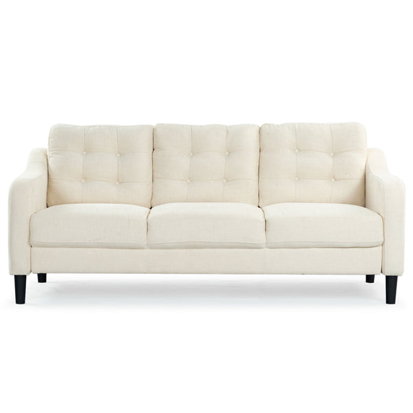 Safavieh Nathaniel Tufted Back 3 Seater Sofa - Luxurious Comfort In Timeless Cream For Your Living Space Creme Wood ,Foam ,Fabric ,Plastic Legs Sfa2005a
