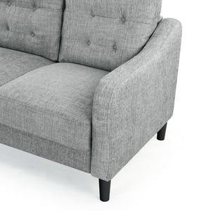 Safavieh Nathaniel Tufted Back 3 Seater Sofa - Luxurious Comfort In Timeless Cream For Your Living Space Grey Wood ,Foam ,Fabric ,Plastic Legs Sfa2005b