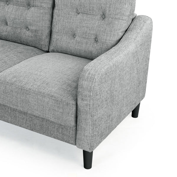 Safavieh Nathaniel Tufted Back 3 Seater Sofa - Luxurious Comfort In Timeless Cream For Your Living Space Grey Wood ,Foam ,Fabric ,Plastic Legs Sfa2005b