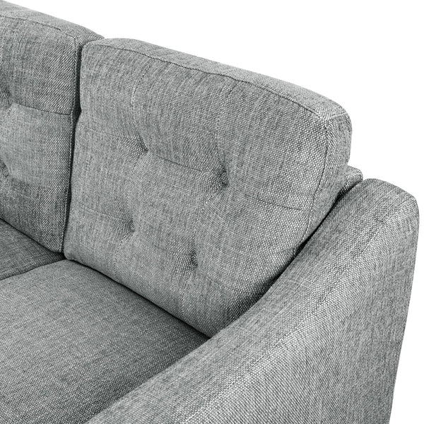 Safavieh Nathaniel Tufted Back 3 Seater Sofa - Luxurious Comfort In Timeless Cream For Your Living Space Grey Wood ,Foam ,Fabric ,Plastic Legs Sfa2005b