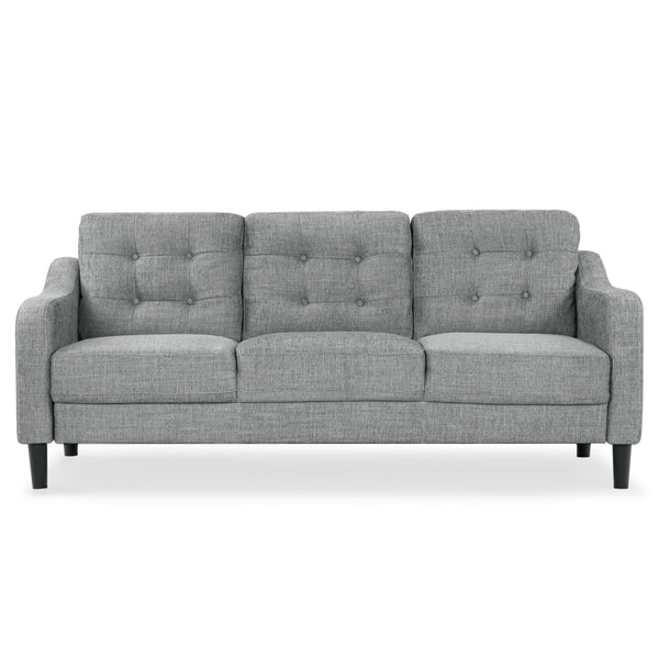 Safavieh Nathaniel Tufted Back 3 Seater Sofa - Luxurious Comfort In Timeless Cream For Your Living Space Grey Wood ,Foam ,Fabric ,Plastic Legs Sfa2005b