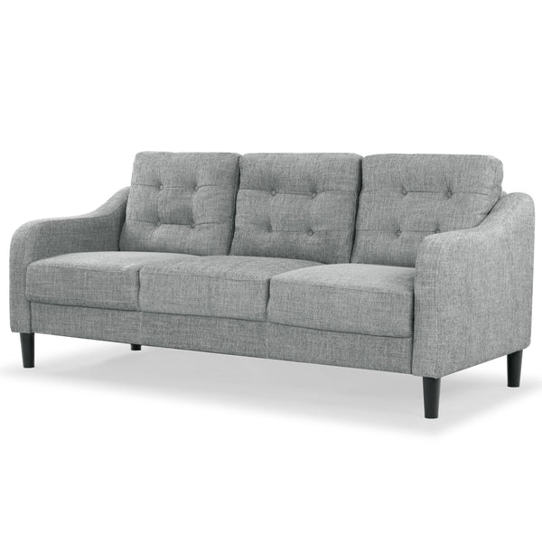 Safavieh Nathaniel Tufted Back 3 Seater Sofa - Luxurious Comfort In Timeless Cream For Your Living Space Grey Wood ,Foam ,Fabric ,Plastic Legs Sfa2005b