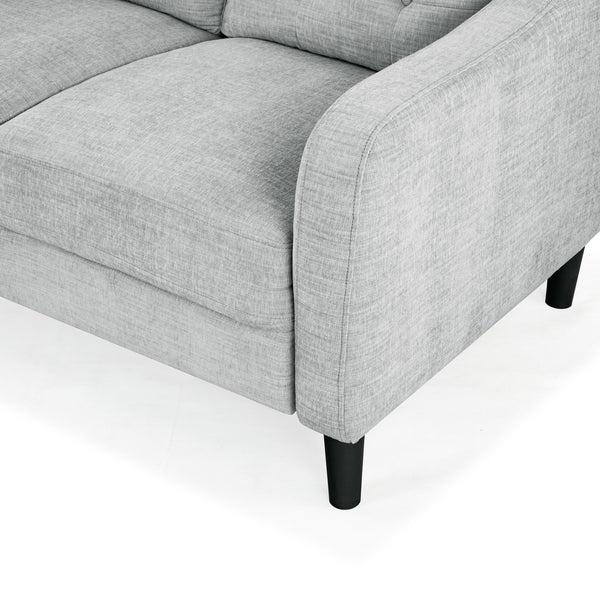 Safavieh Nathaniel Tufted Back 3 Seater Sofa - Luxurious Comfort In Timeless Cream For Your Living Space Light Grey Wood ,Foam ,Fabric ,Plastic Legs Sfa2005c