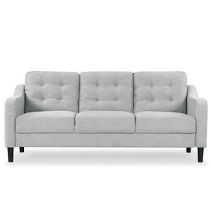 Safavieh Nathaniel Tufted Back 3 Seater Sofa - Luxurious Comfort In Timeless Cream For Your Living Space Light Grey Wood ,Foam ,Fabric ,Plastic Legs Sfa2005c