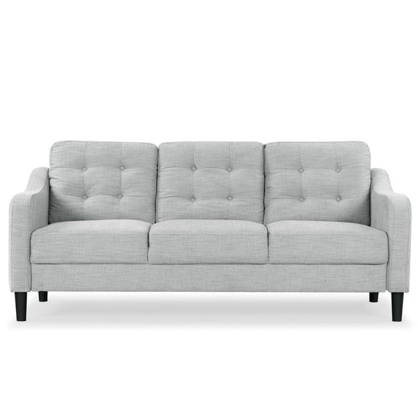 Safavieh Nathaniel Tufted Back 3 Seater Sofa - Luxurious Comfort In Timeless Cream For Your Living Space Light Grey Wood ,Foam ,Fabric ,Plastic Legs Sfa2005c