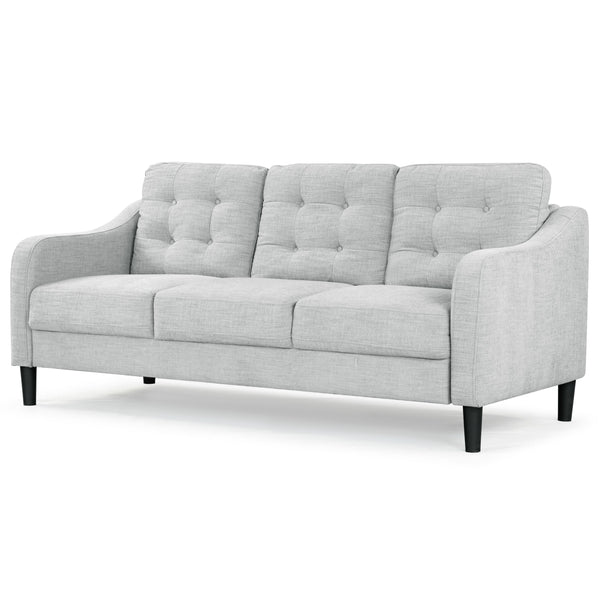 Safavieh Nathaniel Tufted Back 3 Seater Sofa - Luxurious Comfort In Timeless Cream For Your Living Space Light Grey Wood ,Foam ,Fabric ,Plastic Legs Sfa2005c