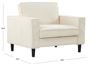 Safavieh Kalyna 1.5 Seat Accent Chair - Elevate Your Living Space With Elegant Comfort And Style Today! Creme Wood ,Foam ,Fabric Sfa2006a