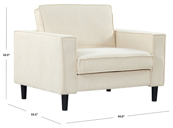 Safavieh Kalyna 1.5 Seat Accent Chair - Elevate Your Living Space With Elegant Comfort And Style Today! Creme Wood ,Foam ,Fabric Sfa2006a