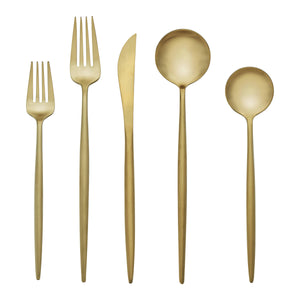 Lenox Zephyr Sculptural Stainless Steel Flatware Set Elegant Multi-piece Service for Four Modern Dining Gold SFB70G20SB