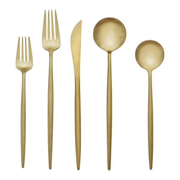 Lenox Zephyr Sculptural Stainless Steel Flatware Set Elegant Multi-piece Service for Four Modern Dining Gold SFB70G20SB
