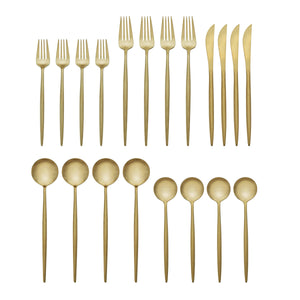 Lenox Zephyr Sculptural Stainless Steel Flatware Set Elegant Multi-piece Service for Four Modern Dining Gold SFB70G20SB