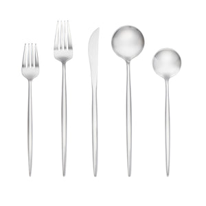 Lenox Zephyr Sculptural Stainless Steel Flatware Set Elegant Multi-piece Service for Four Modern Dining Silver SFB90M20SB
