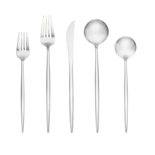 Lenox Zephyr Sculptural Stainless Steel Flatware Set Elegant Multi-piece Service for Four Modern Dining Silver SFB90M20SB