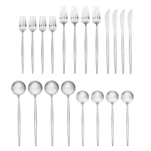 Lenox Zephyr Sculptural Stainless Steel Flatware Set Elegant Multi-piece Service for Four Modern Dining Silver SFB90M20SB