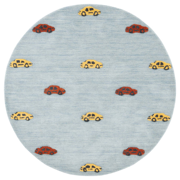 Safavieh Safavieh Kids 806 Hand Tufted Kids Rug Light Blue / Yellow 5' x 5' Round