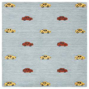 Safavieh Safavieh Kids 806 Hand Tufted Kids Rug Light Blue / Yellow 5' x 5' Square