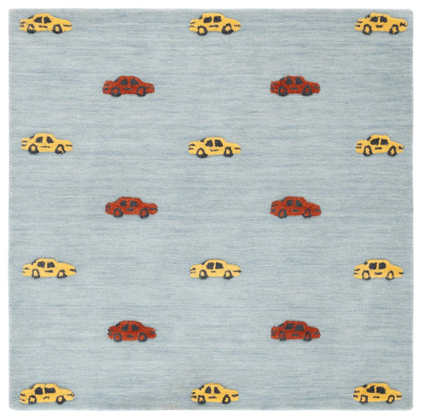 Safavieh Safavieh Kids 806 Hand Tufted Kids Rug Light Blue / Yellow 5' x 5' Square