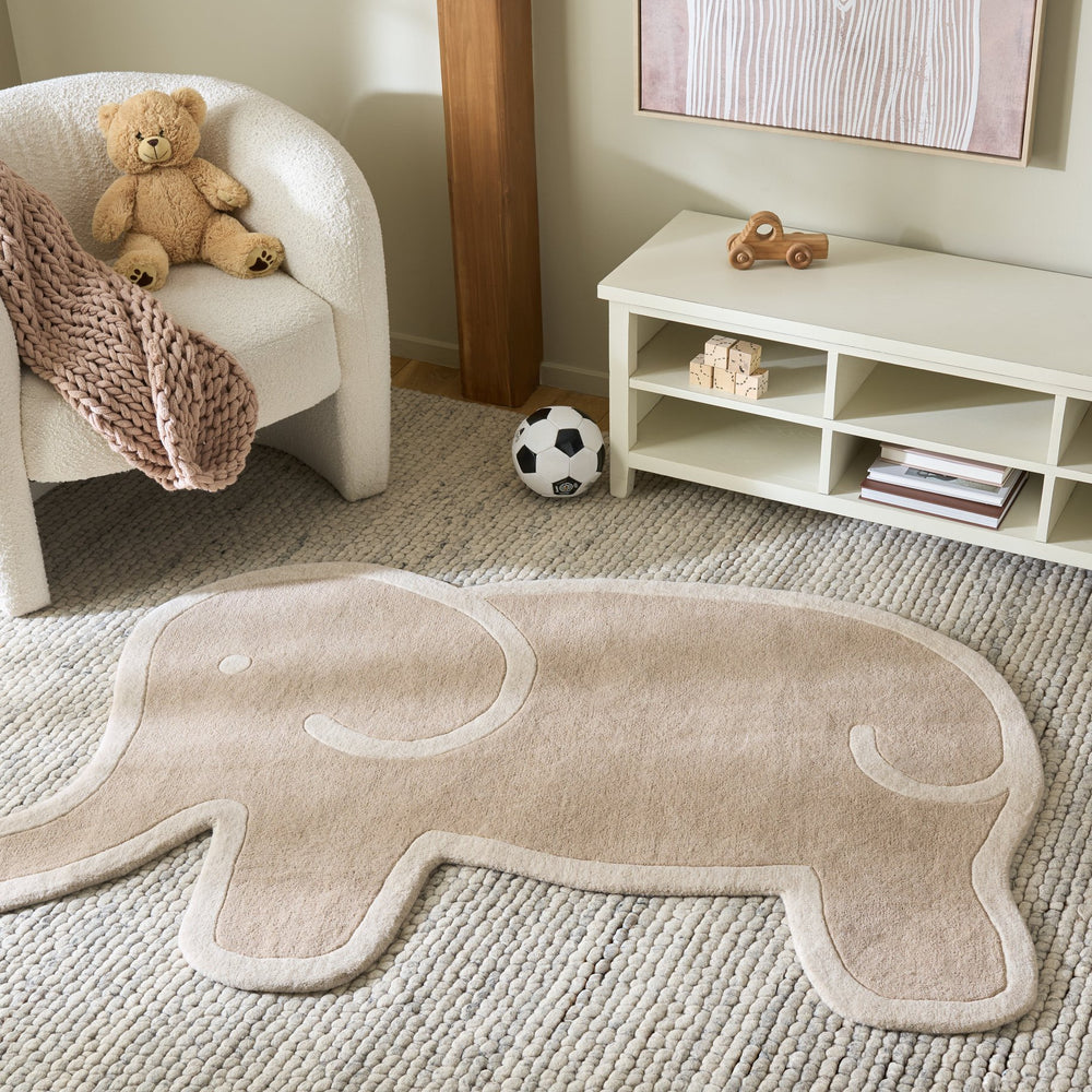Safavieh Safavieh Hand-Tufted Kids Wool-Cotton Rug 5X8 Beige Ivory Low Pile Durable Soft Playroom Accent SFK903B-58S