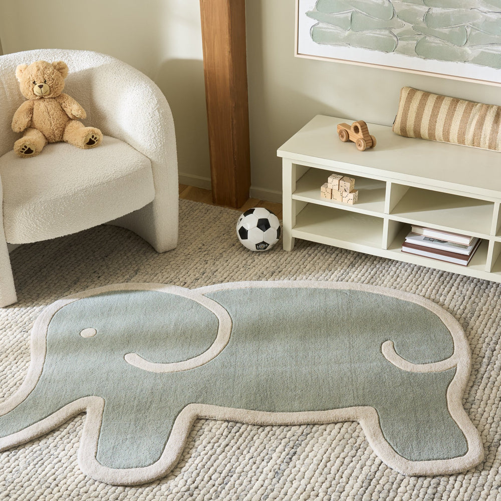Safavieh Safavieh Hand-Tufted Kids Rug 5X8 Light Blue Grey Wool-Cotton Blend Low Pile Durable Soft Playroom SFK903M-58S