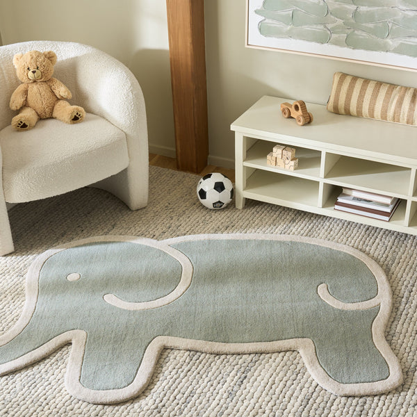 Safavieh Safavieh Hand-Tufted Kids Rug 5X8 Light Blue Grey Wool-Cotton Blend Low Pile Durable Soft Playroom SFK903M-58S