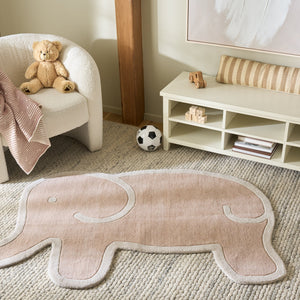 Safavieh Safavieh Hand‑Tufted Kids Rug 5X8 Pink Ivory Wool‑Cotton Low Profile 3/8" Durable Playroom Accent SFK903U-58S