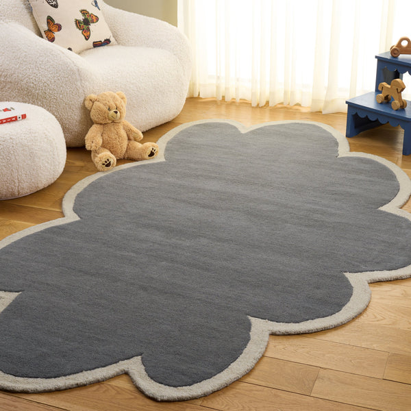 Safavieh Safavieh Hand-Tufted Wool Rug For Kids Cloud Grey/Ivory Low Pile 3/8" Durable Modern Accent 2'-3" x 4'-0" SFK913C-24S