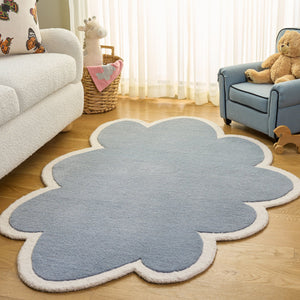Safavieh Safavieh Hand-Tufted Wool Rug In Cloud Blue & Ivory — Low-Profile, Durable, Minimalist Comfort 5'-0" x 8'-0" SFK913M-5S