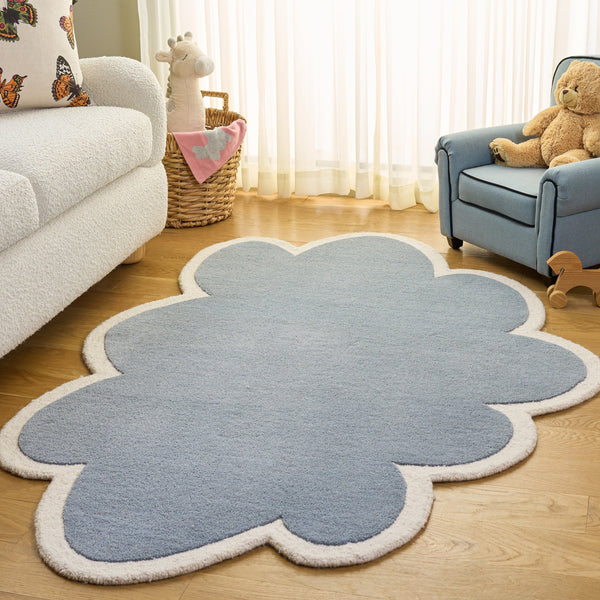 Safavieh Safavieh Hand-Tufted Wool Rug In Cloud Blue & Ivory — Low-Profile, Durable, Minimalist Comfort 5'-0" x 8'-0" SFK913M-5S