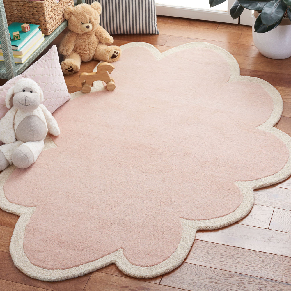 Safavieh Safavieh Hand-Tufted Wool Rug Cloud Pattern In Soft Pink & Ivory — Low-Profile, Durable Elegance 5'-0" x 8'-0" SFK913P-5S