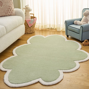 Safavieh Safavieh Wool Area Rug In Sage And Ivory — Hand-Tufted Minimalist Solid Design For Calm Rooms 5'-0" x 8'-0" SFK913W-5S