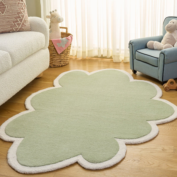 Safavieh Safavieh Wool Area Rug In Sage And Ivory — Hand-Tufted Minimalist Solid Design For Calm Rooms 5'-0" x 8'-0" SFK913W-5S