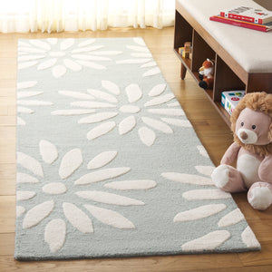 Safavieh Safavieh Kids Hand-tufted Area Rug: Cozy Teal And Ivory Floral Design For Playrooms And Bedrooms Teal ,Ivory Wool Pile Sfk914j-4