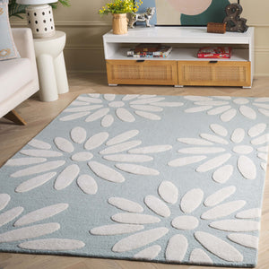 Safavieh Safavieh Kids Hand-tufted Area Rug: Cozy Teal And Ivory Floral Design For Playrooms And Bedrooms Teal ,Ivory Wool Pile Sfk914j-4