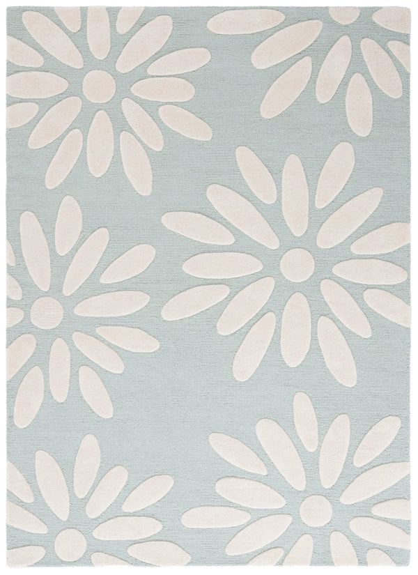 Safavieh Safavieh Kids Hand-tufted Area Rug: Cozy Teal And Ivory Floral Design For Playrooms And Bedrooms Teal ,Ivory Wool Pile Sfk914j-4