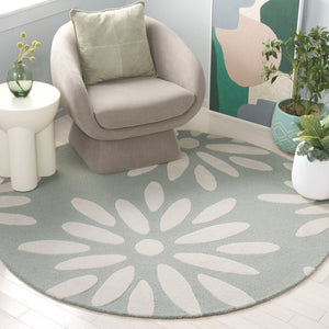 Safavieh Safavieh Kids Hand-tufted Area Rug: Cozy Teal And Ivory Floral Design For Playrooms And Bedrooms Teal ,Ivory Wool Pile Sfk914j-4