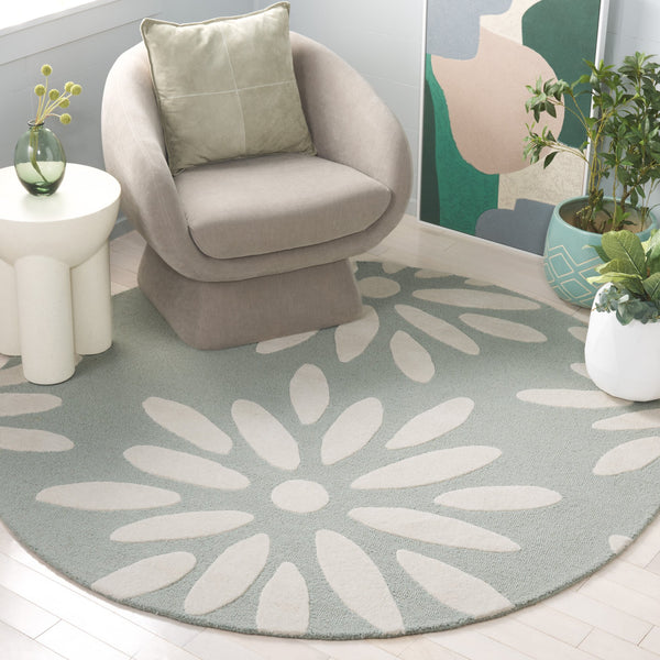 Safavieh Safavieh Kids Hand-tufted Area Rug: Cozy Teal And Ivory Floral Design For Playrooms And Bedrooms Teal ,Ivory Wool Pile Sfk914j-4